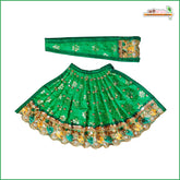 Blended Thread Lace Work Dark Green Lehenga Patka